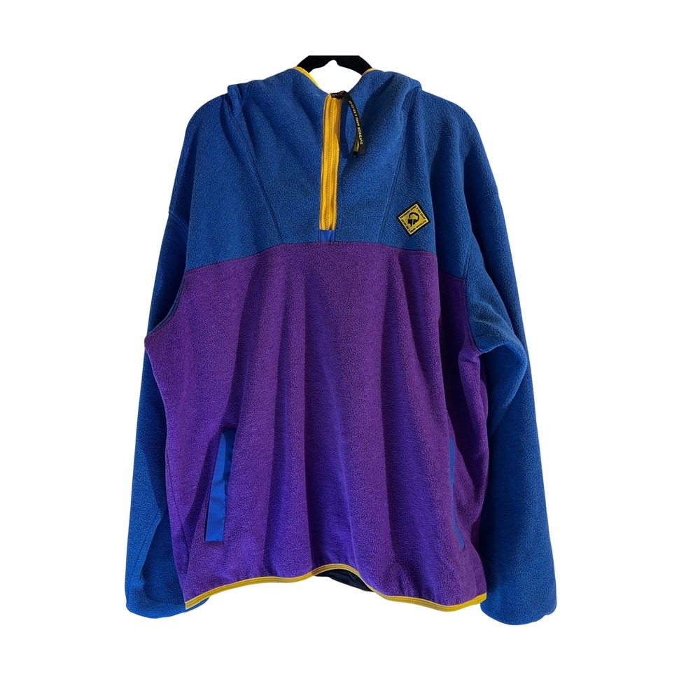 Outdoor Afro x REI Co-op Fleece Hoodie Blue Purple Quarter Zip Mens XL 209590
